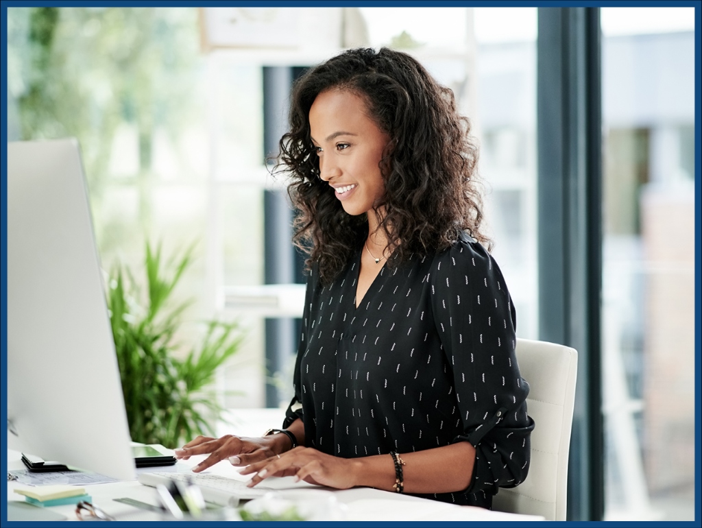 Businesswoman working at a laptop